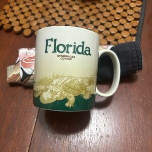 Starbucks iconic Florida mug with aligator and green landscape